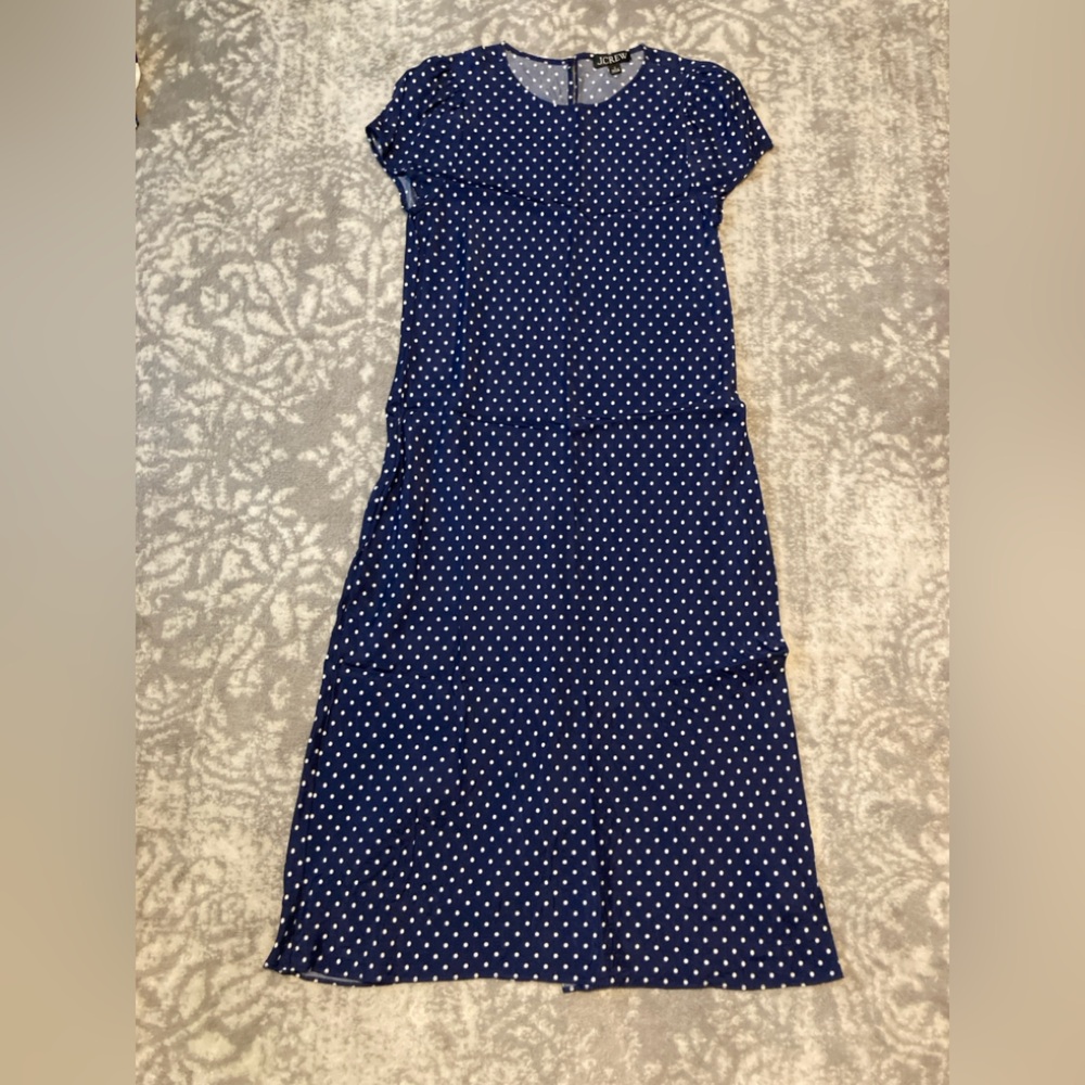 J. Crew Navy and White Polka Dot Dress, Size 6